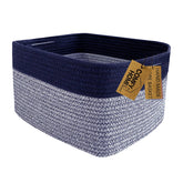 COMFY-HOMI rectangular rope basket with handles on a shelf for tidy storage.