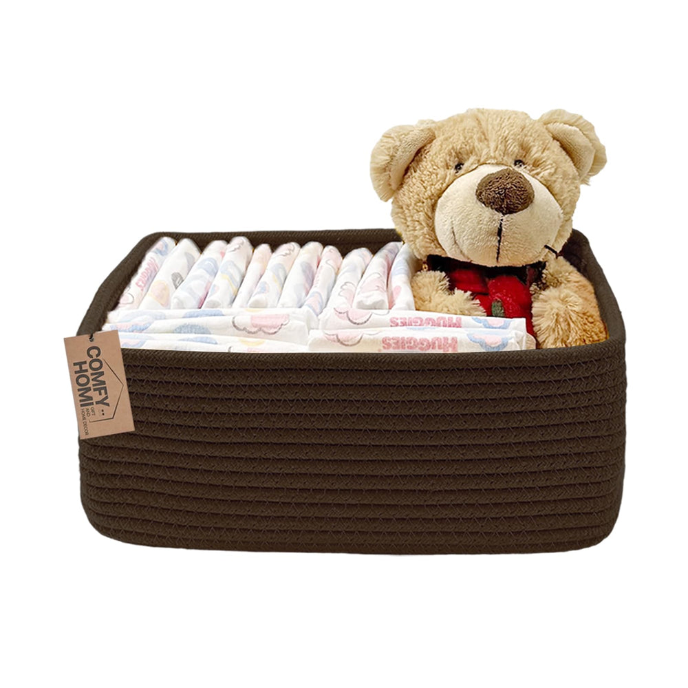 COMFY-HOMI storage basket rectangle shows sturdy shelf organization