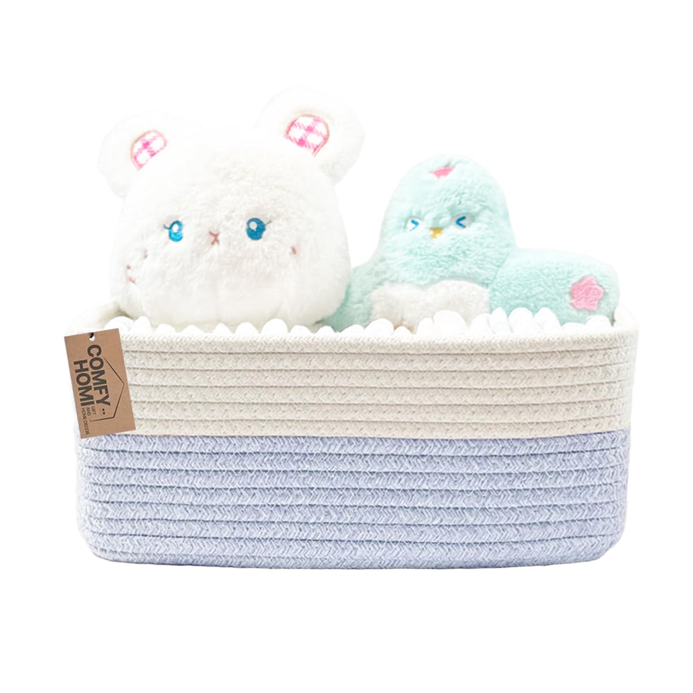 COMFY-HOMI storage-basket front-view shows shape-preserving cotton rope for toy organization