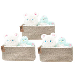 COMFY-HOMI storage baskets with cotton rope showing neat toy organization