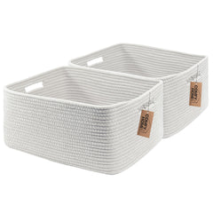 COMFY-HOMI storage baskets front view in white for organized spaces.