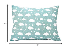 Comfy Turtles Green Cloud toddler pillowcase in travel-ready style for gentle comfort.