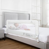 ComfyBumpy bed rail swing-down mechanism enables easy access for bedtime routines.