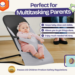 ComfyBumpy bouncer harness close-up highlighting 3-point safety