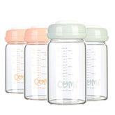 COMI wide-neck glass bottle for pumping, storage and feeding with secure leak-proof design