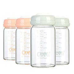 COMI wide-neck glass bottle for pumping, storage and feeding with secure leak-proof design