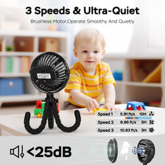 COMLIFE stroller fan with LED night light for safe nighttime checks