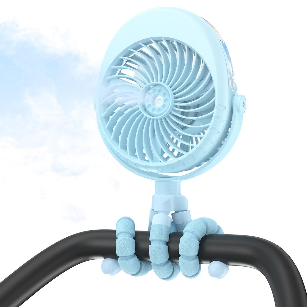 COMLIFE misting fan on stroller for cooling during outings