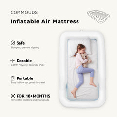 COMMOUDS inflatable toddler bed with electric pump for fast, easy setup