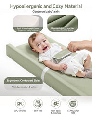 COMOMY contoured anti-roll sides help keep baby safe during changes
