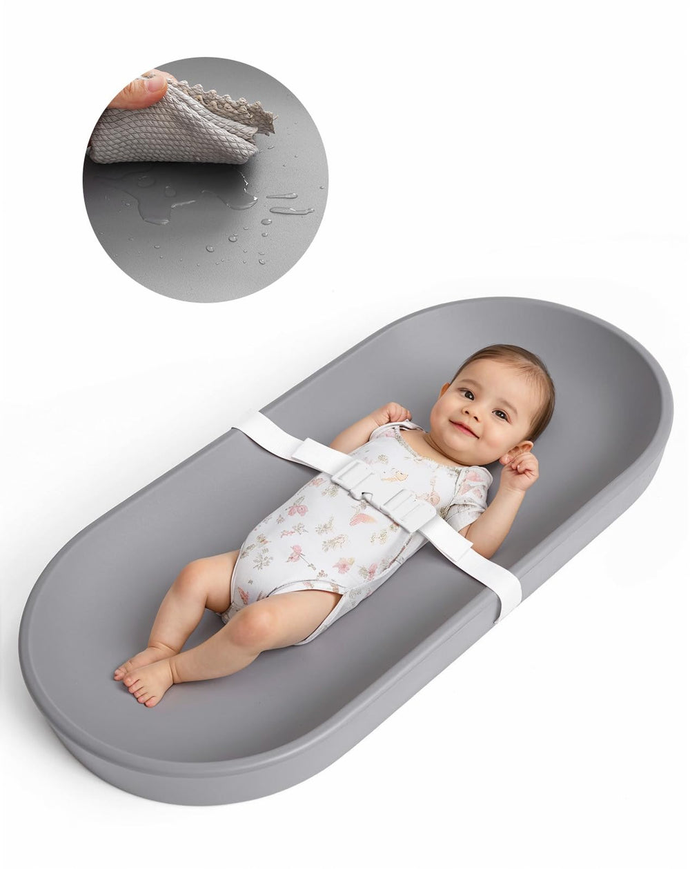 COMOMY baby changing pad on dresser with wipeable surface for quick cleanups