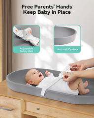 COMOMY changing pad with restraining belt provides secure diaper changes