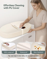 COMOMY changing pad vegan leather outer feels soft and warm against baby's skin.