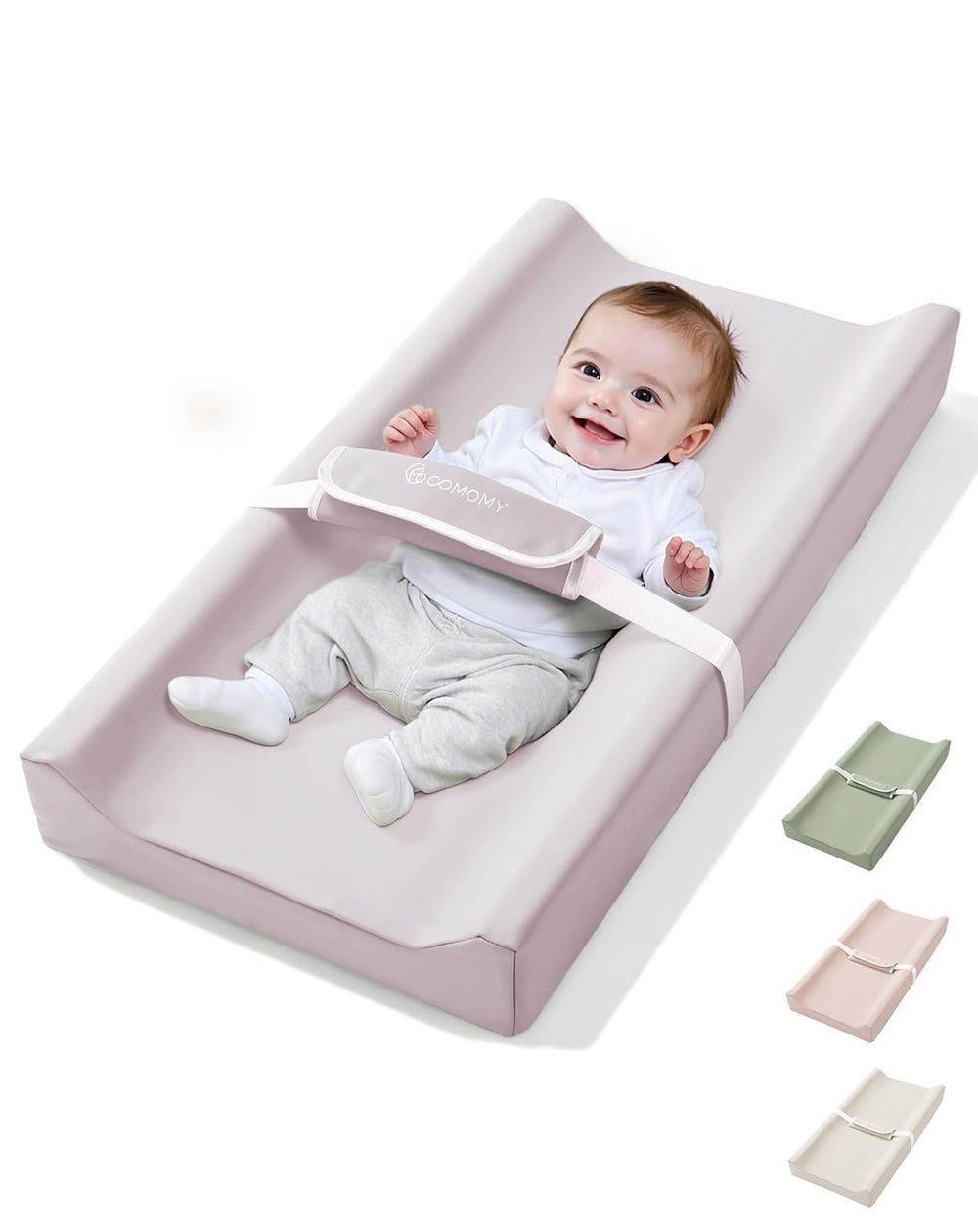 COMOMY baby changing pad with wipeable PU cover for quick cleanup