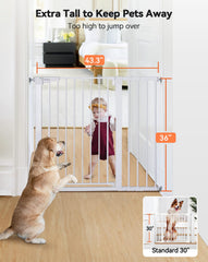 COMOMY wide openings gate in doorway shows flexible width fit for stairs and hallways.