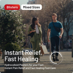 Compeed blister mixed pack AW17 white back view; packaging protects the hydrocolloid dressings