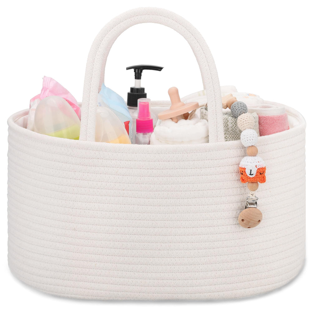 COMSE baby diaper caddy organizer keeps diapers, wipes within easy reach for quick changes.