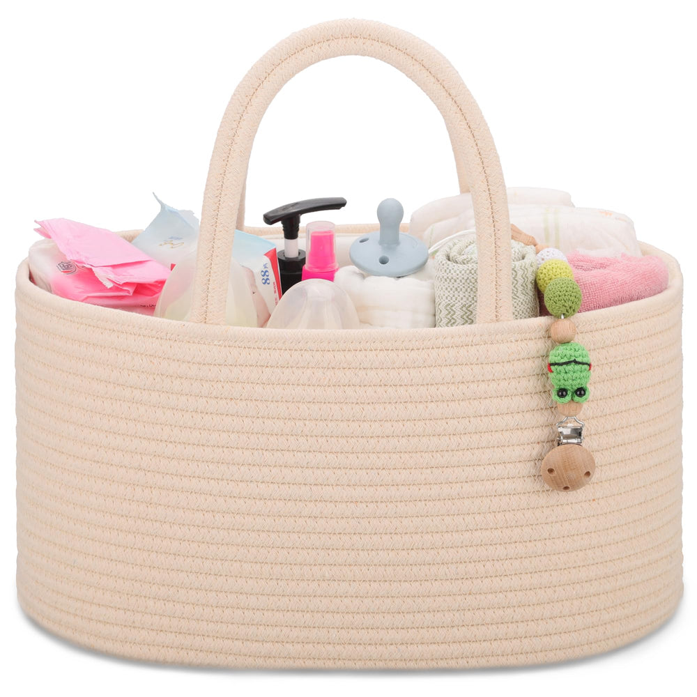 COMSE baby diaper caddy organizer front view with pockets for quick diaper changes.