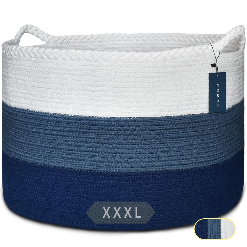 COMSE blanket basket white cotton rope for tidy nursery organization.
