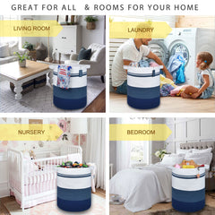 COMSE gradient blue laundry hamper open-top ready to hold blankets and toys.