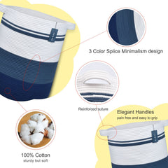 COMSE large storage basket with durable handles ready for blankets.
