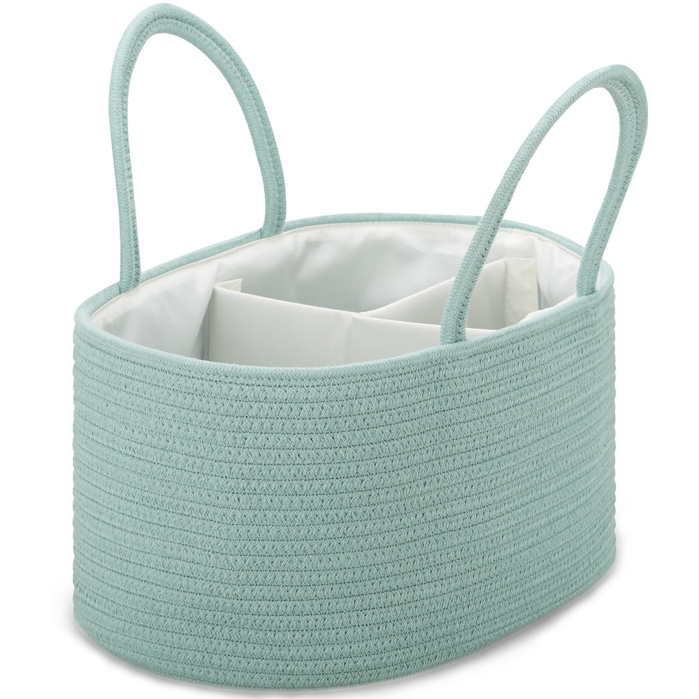 COMSE diaper caddy large light-green keeps nursery organized on the changing table.