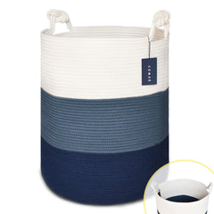 COMSE extra large blanket basket front view demonstrates sturdy storage for blankets and toys.