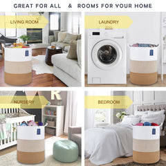 COMSE Extra Large Blanket Basket stand-up display shows tall, stable design for easy access