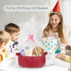 COMSE gift basket with clear cellophane bag and ribbons for instant gifting.
