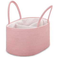 COMSE large diaper caddy organizer in dusty pink offering ample storage for baby essentials.