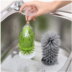 Comsnows durable bristles scrub stains without scratching delicate glassware