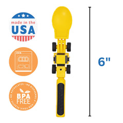 Construction-themed plate by Constructive Eating inspires imaginative meals for young chefs.