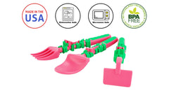 Constructive Eating set on table illustrates colorful, engaging mealtime.