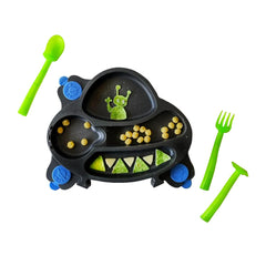 Constructive Eating Spacedust UFO Plate engages kids and keeps meals tidy.