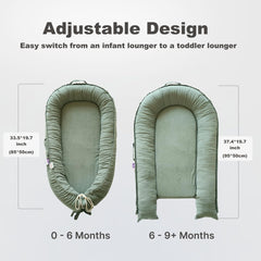 CooCooBaby corduroy lounger closeup highlighting soft breathable fabric for sensitive skin