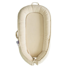 CooCooBaby infant lounger cream white closeup shows plush comfort for newborns.