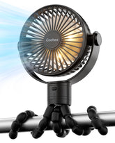 Coohea stroller fan rechargeable battery powering all-day cooling on outings