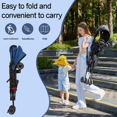 COOL KIDS Baby Portable Stroller folded in three steps for quick storage.
