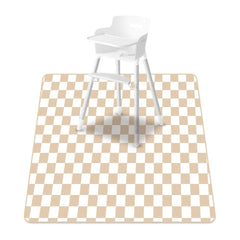 CoolaPeach Splat Mat under high chair catching crumbs and spills for easy cleanup