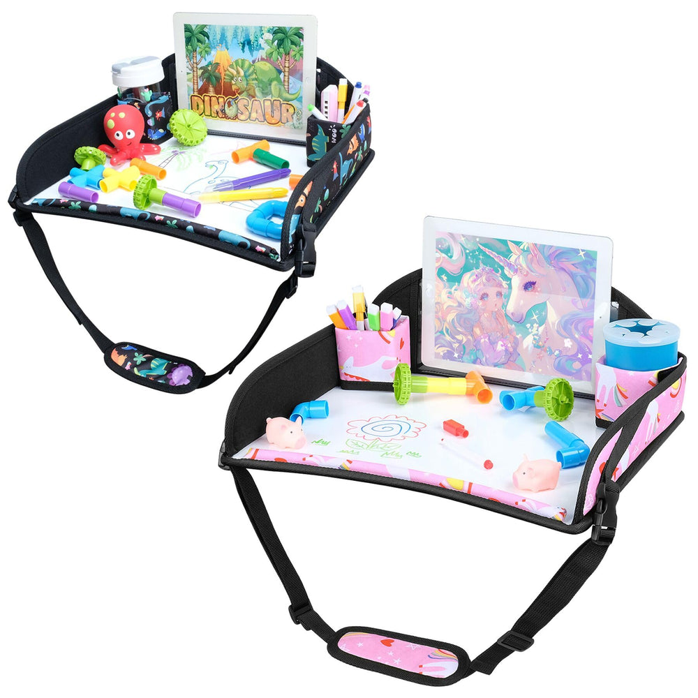 COOLBEBE dinosaur travel tray with clear drawing surface for road trips