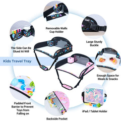 COOLBEBE pink unicorn travel tray keeps snacks organized on planes