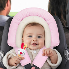 COOLBEBE strap cover pad soft pink reduces friction and irritation during car rides.