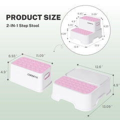 COOSEYA 2 Step Stool pink edge design reduces accidental bumps and scrapes