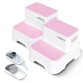 COOSEYA 2 Step Stool pink front view — easy reach for sinks and potty training