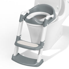 COOSEYA potty training toilet grey with step-stool provides stable toddler access.
