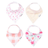 Copper Pearl 4-pack bibs on baby at mealtime; ultra-soft cotton keeps drool away