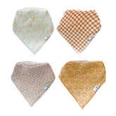 Copper Pearl 4-pack soft cotton bibs front view protects against messes