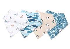 Copper Pearl Arctic Wonder Bandana Bib Set front view shows absorbent cotton and fleece backing.