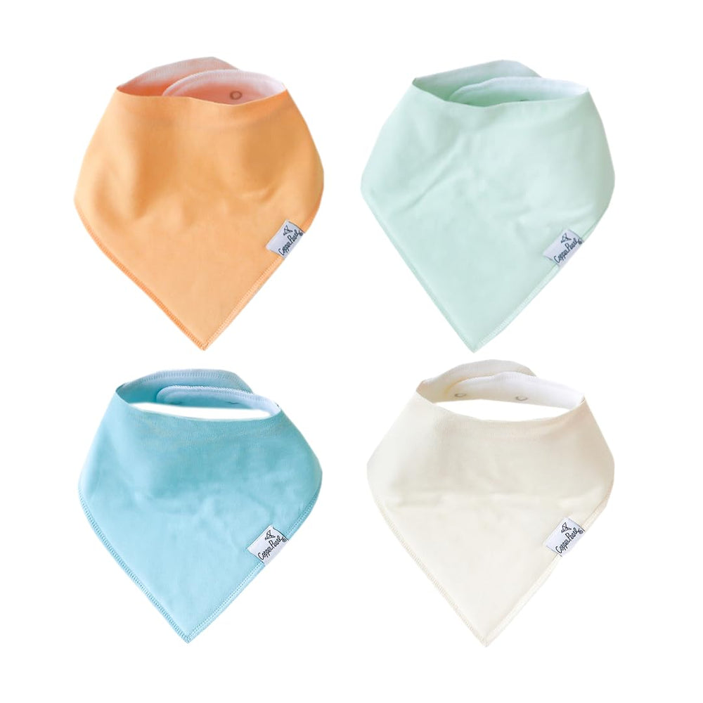 Copper Pearl baby bibs closeup showing soft cotton for gentle drool absorption