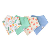 Copper Pearl bandana bib Veg pattern front keeps baby dry during teething.